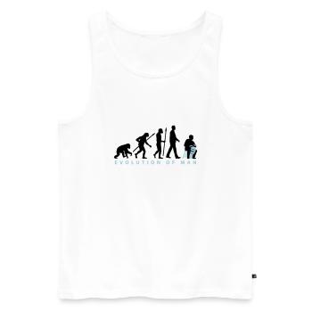Evolution Djembe Trommler - Männer Premium Bio Tank Top - Weiß - Vorne - AI Model Male 178 light (178cm)