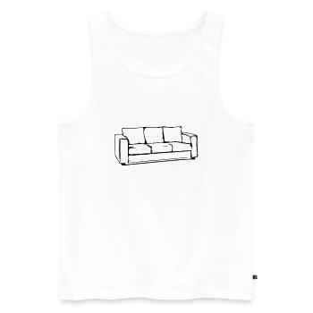 Canapé, canapé, pouf, transat, canapé, canapé, lit - Débardeur bio Premium Homme - blanc - Devant - AI Model Male 178 light (178cm)