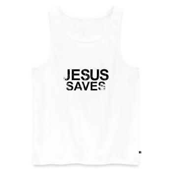 Jesus saves 1 - Männer Premium Bio Tank Top - Weiß - Vorne - Michal (187cm)