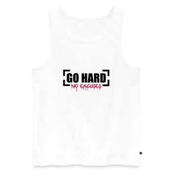 Go Hard No Excuses - Männer Premium Bio Tank Top - Weiß - Vorne - AI Model Male 178 light (178cm)