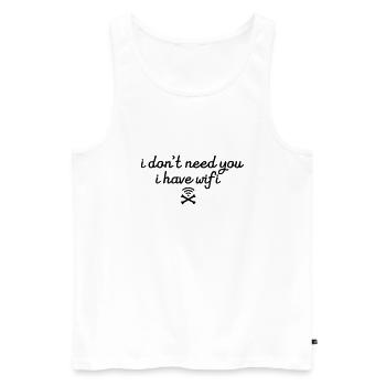 I Don\'t Need You - I Have Wifi - Débardeur bio Premium Homme - blanc - Devant - AI Model Male 178 light (178cm)