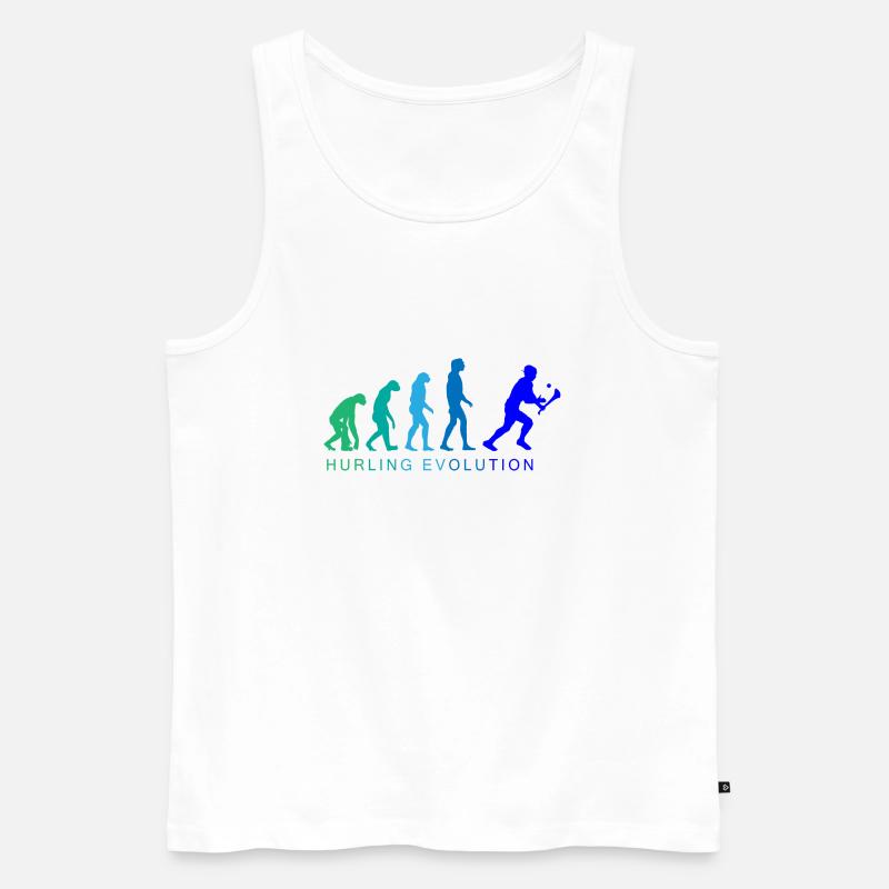Die Evolution von Hurling - Männer Premium Bio Tank Top - Weiß