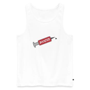 Rappel de vaccin à seringue - Débardeur bio Premium Homme - blanc - Devant - AI Model Male 178 light (178cm)