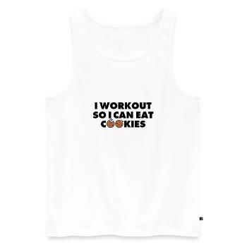 ICH TRAINIERE, DAMIT ICH KEKSE ESSEN KANN - Männer Premium Bio Tank Top - Weiß - Vorne - AI Model Male 178 light (178cm)