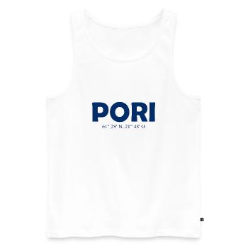 Pori - Finland - Coordinates - Longitude Latitude - Männer Premium Bio Tank Top - Weiß - Vorne - Michal (187cm)