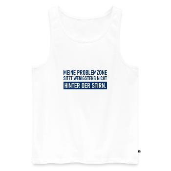Meine Problemzone sitzt wenigstens nicht hinter de - Männer Premium Bio Tank Top - Weiß - Vorne - AI Model Male 178 light (178cm)