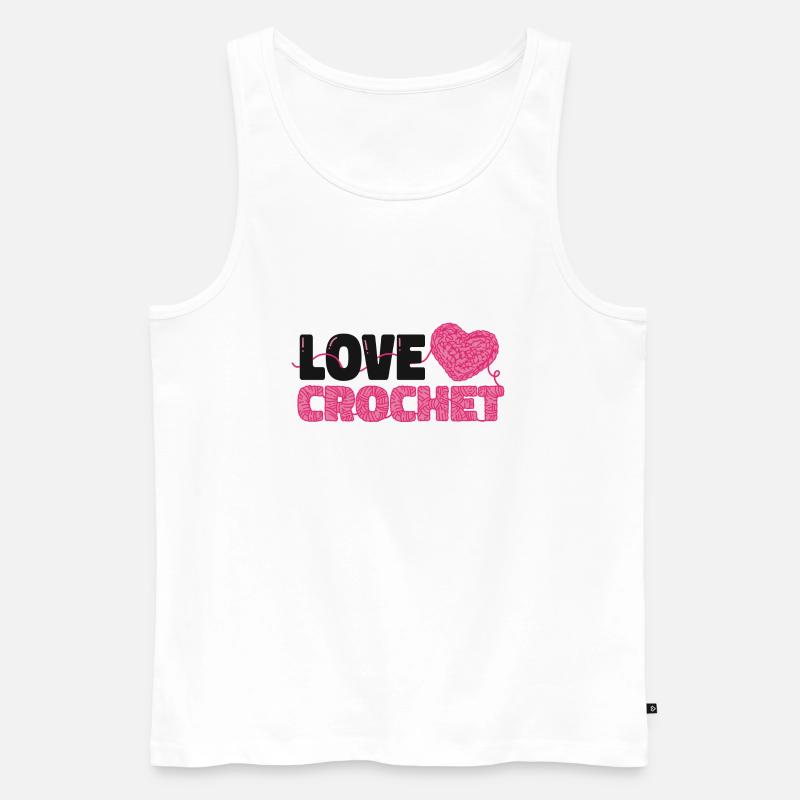 Love crochet heart pattern - Männer Premium Bio Tank Top - Weiß
