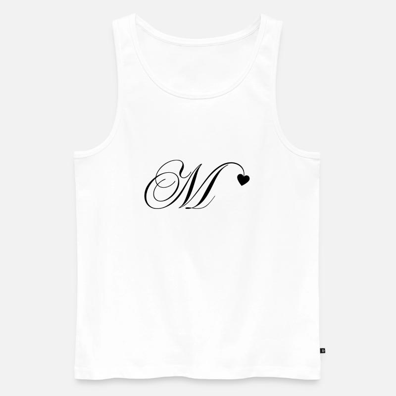 Buchstabe m Kalligraphie Herz - Männer Premium Bio Tank Top - Weiß