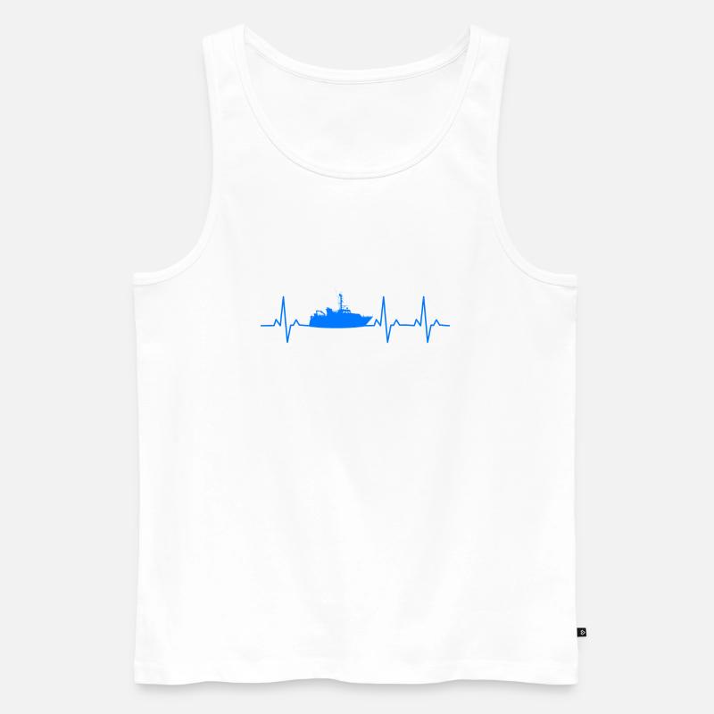 Boot Schiff Herzschlag - Männer Premium Bio Tank Top - Weiß
