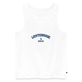 Lichtenrade - Berlin - Deutschland - German - Männer Premium Bio Tank Top - Weiß - Vorne - Michal (187cm)