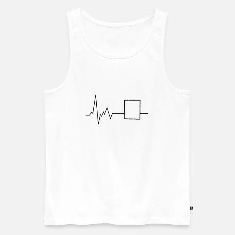 Herzschlag Briefmarke - Männer Premium Bio Tank Top - Weiß