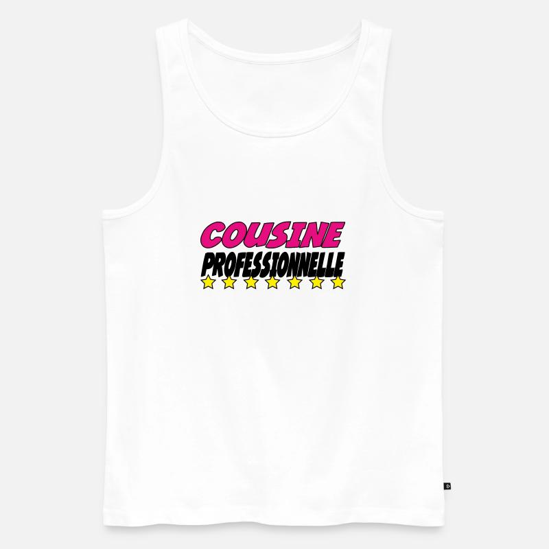 PROFESSIONELLER COUSIN - Männer Premium Bio Tank Top - Weiß