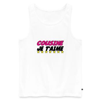 COUSINE JE t'aime - Débardeur bio Premium Homme - blanc - Devant - Michal (187cm)