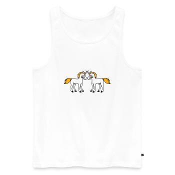 2 Einhörner Kampf Böse Wütend Angriff Duell Team - Männer Premium Bio Tank Top - Weiß - Vorne - Michal (187cm)