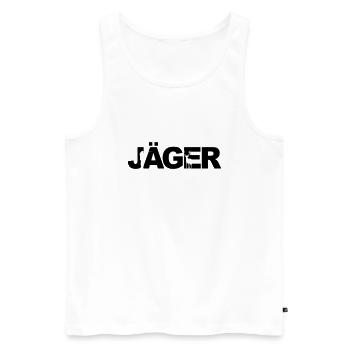Jäger - Männer Premium Bio Tank Top - Weiß - Vorne - AI Model Male 178 light (178cm)