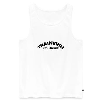 trainerin im dienst - Männer Premium Bio Tank Top - Weiß - Vorne - AI Model Male 178 light (178cm)