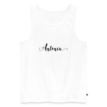 (antonia) - Männer Premium Bio Tank Top - Weiß - Vorne - Michal (187cm)