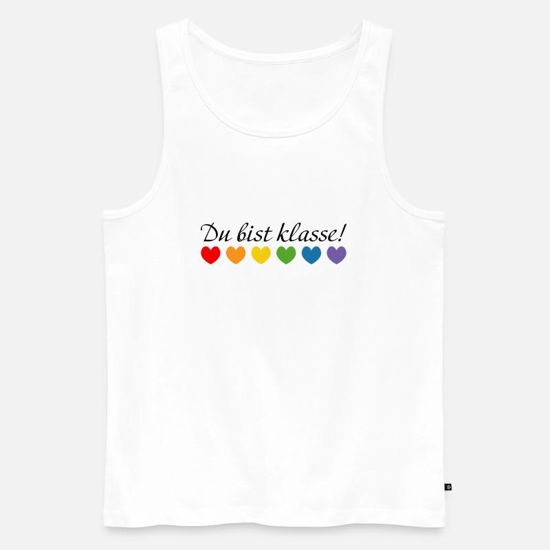 Regenbogenherzchen du bist klasse - Männer Premium Bio Tank Top - Weiß