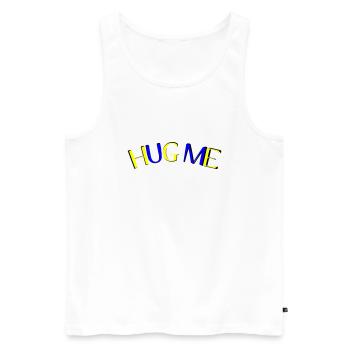 hug me - Men's Premium Organic Tank Top - white - Front - AI Model Male 178 light (178cm)