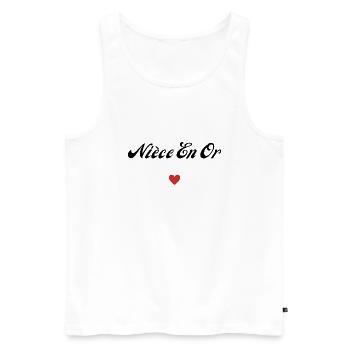 nièce en or - Débardeur bio Premium Homme - blanc - Devant - Michal (187cm)