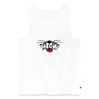 Meow Cat Comic Text Meow Funny Cartoon Quote - Men's Premium Organic Tank Top - white - Front - AI Model Male 178 light (178cm)