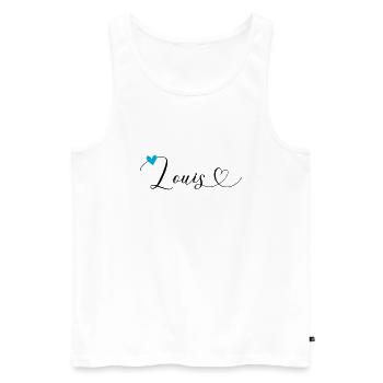 Louis Surname First name Calligraphy Heart - Men's Premium Organic Tank Top - white - Front - AI Model Male 178 light (178cm)