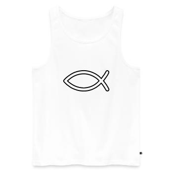 Symbole du poisson de Jésus - Débardeur bio Premium Homme - blanc - Devant - Michal (187cm)