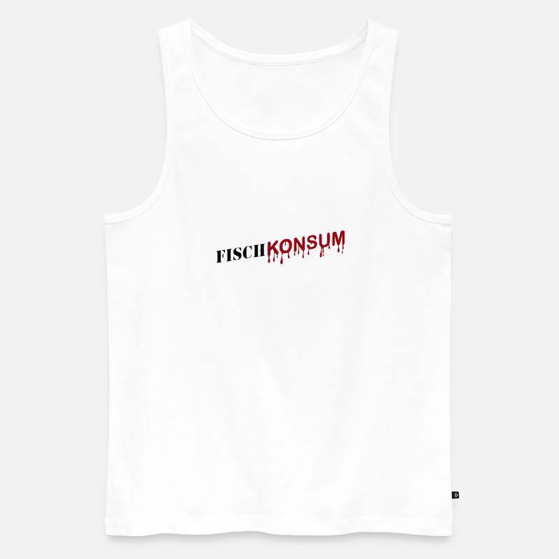 Fischkonsum Logo - Männer Premium Bio Tank Top - Weiß