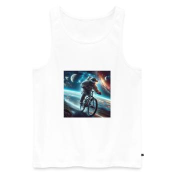 Astronaut Riding a Bike Through the Galaxy - Men's Premium Organic Tank Top - white - Front - Michal (187cm)