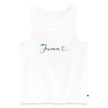 Jeremiah Surname First Name Calligraphy Heart - Men's Premium Organic Tank Top - white - Front - Michal (187cm)