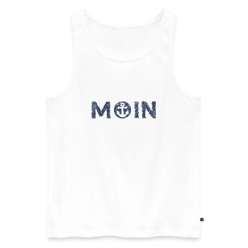 Moin Anker Nordsee Gekritzel Geschenkidee Graublau - Männer Premium Bio Tank Top - Weiß - Vorne - Michal (187cm)