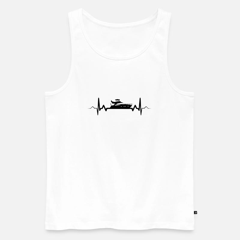 Herzschlag Motorboot Geschenk - Männer Premium Bio Tank Top - Weiß