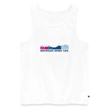 T shirt Sweat slogan: sporting life in the mountains - Men's Premium Organic Tank Top - white - Front - Michal (187cm)