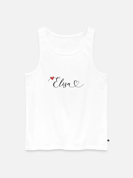 Elisa Apellido Nombre Caligrafía Corazón - Camiseta de tirantes ecológica prémium para hombre - blanco