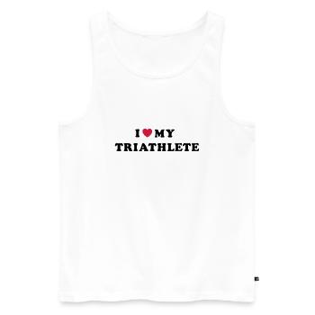 i love my triathlete - Männer Premium Bio Tank Top - Weiß - Vorne - AI Model Male 178 light (178cm)