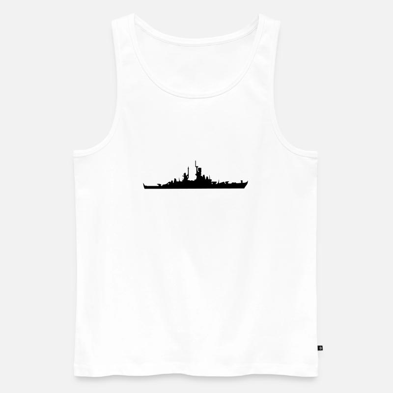 Vector Navy Kriegsschiff Silhouette - Männer Premium Bio Tank Top - Weiß