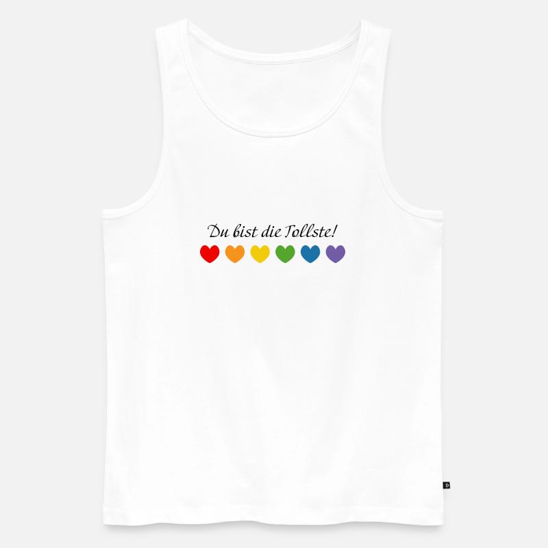 Regenbogenherzchen du bist die tollste - Männer Premium Bio Tank Top - Weiß