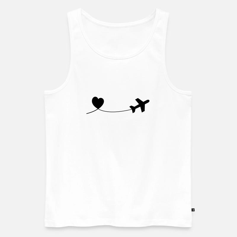 Flugzeug mit Herz - Männer Premium Bio Tank Top - Weiß