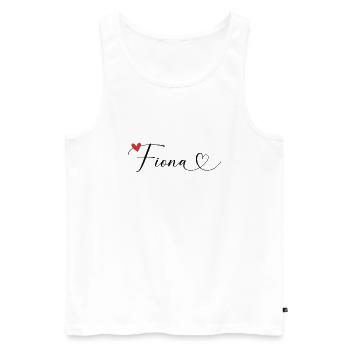 Fiona Nom Prénom Calligraphie coeur - Débardeur bio Premium Homme - blanc - Devant - AI Model Male 178 light (178cm)
