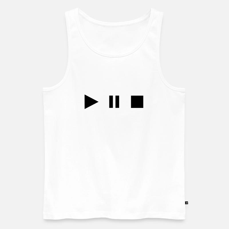 Play Stopp Pause - Männer Premium Bio Tank Top - Weiß