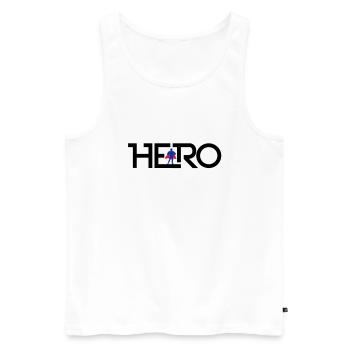 Hero Logo - Männer Premium Bio Tank Top - Weiß - Vorne - Michal (187cm)