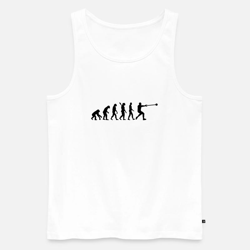 Evolution Hammer throw - Men's Premium Organic Tank Top - white