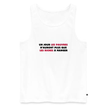 Un jour les pauvres... - Débardeur bio Premium Homme - blanc - Devant - Michal (187cm)
