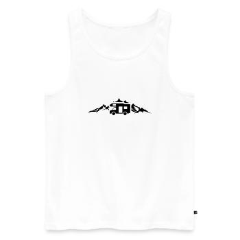 Freizeit - Wohnmobil Berge - Männer Premium Bio Tank Top - Weiß - Vorne - Michal (187cm)