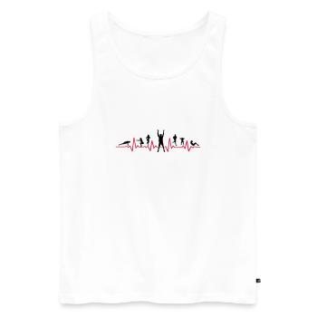 Sport - Gruppe Fitness Puls - Männer Premium Bio Tank Top - Weiß - Vorne - Michal (187cm)