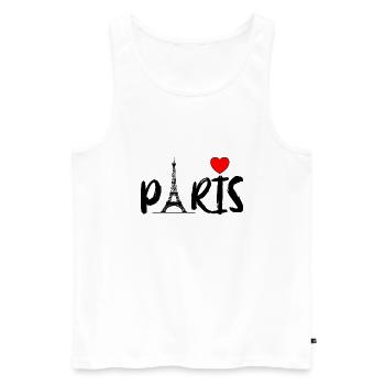 Police de Paris noire avec cœur et Tour Eiffel - Débardeur bio Premium Homme - blanc - Devant - Michal (187cm)