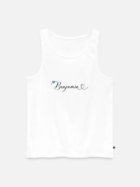 Benjamin Nom Prénom Calligraphie coeur - Débardeur bio Premium Homme - blanc