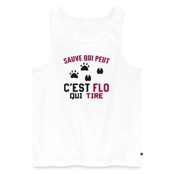 C'est Flo Qui Tire Humour Chaseur Florian Florent - Débardeur bio Premium Homme - blanc - Devant - AI Model Male 178 light (178cm)