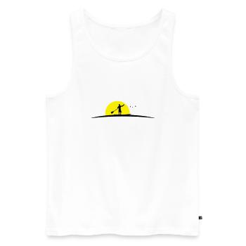 Stand Up Paddeln - Männer Premium Bio Tank Top - Weiß - Vorne - Michal (187cm)