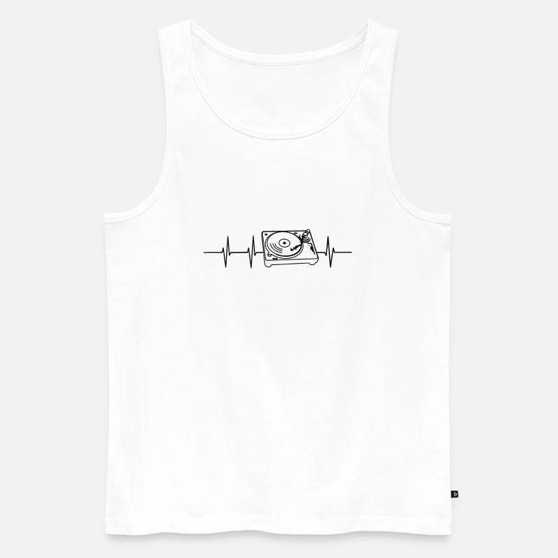 Plattenspieler Herzfrequenz - Männer Premium Bio Tank Top - Weiß